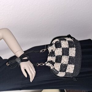 Crossbody Bag - Universal Thread Black: Knit, Unstructured, Paper & Straw